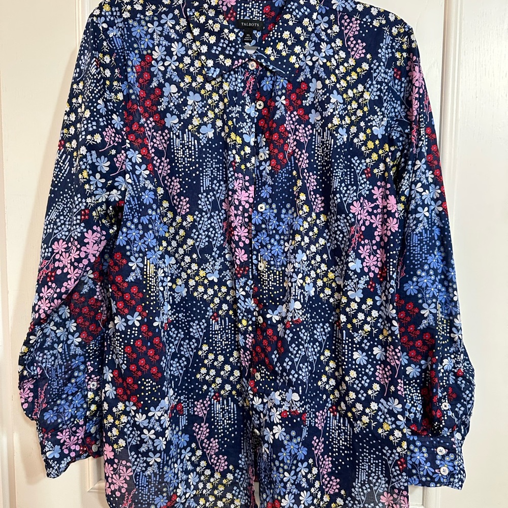 Floral Long Sleeve Blouse by Talbots size XL perfect for layering